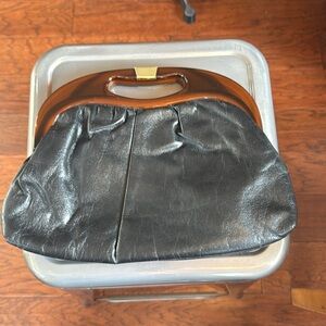 Vintage 60’s Black Clutch with Lucite Handles